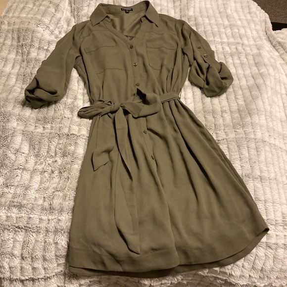 Express Button Down Tie Dress - Picture 1 of 7